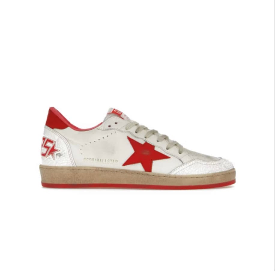 Golden Goose Ball-Star Low White Red